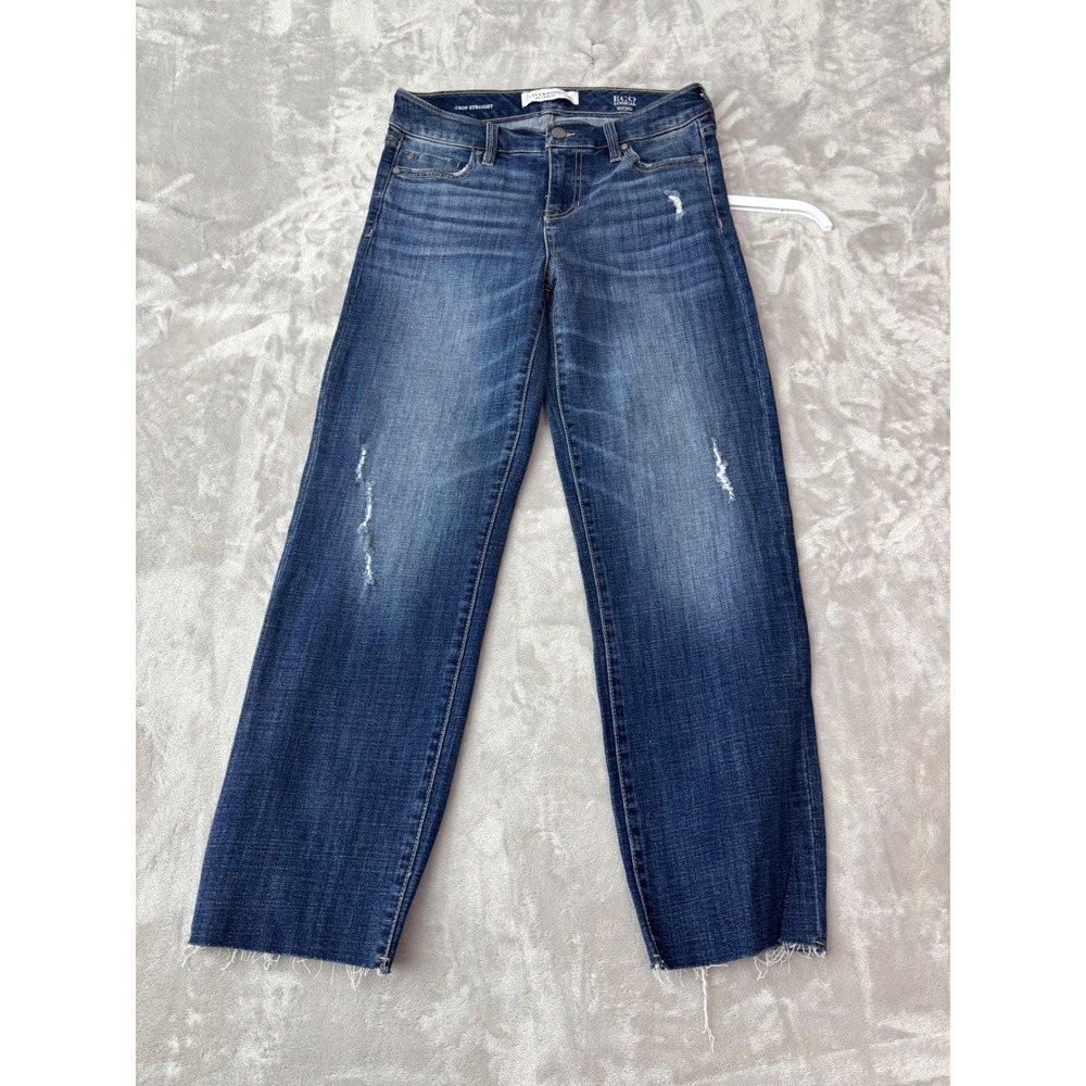 Liverpool Los Angeles Crop Straight Jeans Blue Distressed Raw Hem Size 28/6 1594